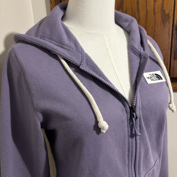 North Face Purple Long Sleeve Zip Up Hooded Sweatshirt Lightweight Jacket Sz. XS - Picture 3 of 10